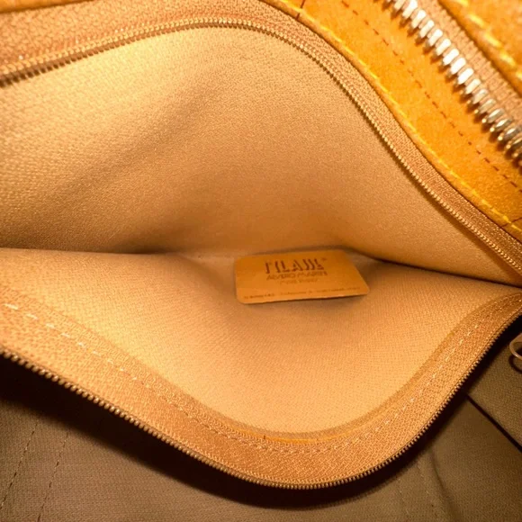 Alviero Martini Prima ClasseTan and Brown Leather Tote Bag with World Map Design - Picture 14 of 15